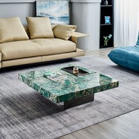 Table basse italienne carrée de luxe en marbre, design moderne et minimaliste, extensible, en métal, pour meubles de salon