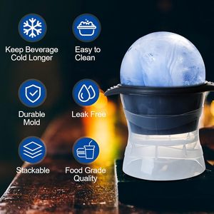 Eco-Friendly Portable Custom Logo Flexible Silicone Round Clear Ice Cube Sphere Mold with Lid for Ice Ball <b>Maker</b> - Product Image 2