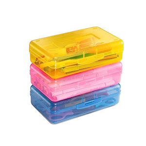Transparent PP Plastic <b>Hard</b> <b>Shell</b> Custom Colored Square Shape 3-6L Capacity Multifunction Design Pencil <b>Case</b> Office Organizer - Product Image 1