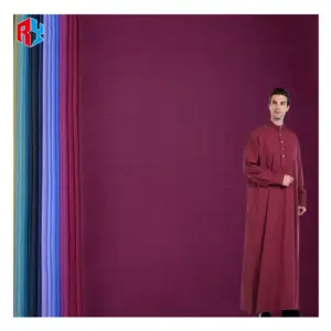 Arabian Arabic Arabia Keqiao Arab Toyobo Fabric 100% Spun Polyester Fabric Woven Plain Arabian Islamic Men Muslim Arabic Robe Saudi Arabia