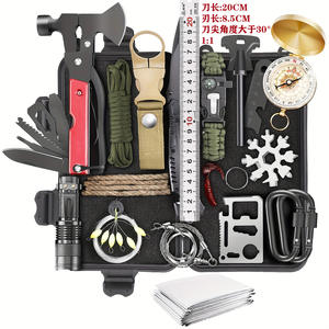 Kit d'outils de survie transfrontalier 22,5x12,5x5,5 cm, équipement d'urgence compact pour l'extérieur avec outils et fournitures multifonctions - Product Image 1