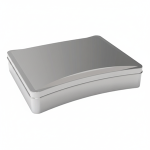 Caja de Metal Rectangular Cóncava Kontensan L471 de 2 Litros, Caja de Dulces con Forma de Hueso, 260x210mm x 50mm de Alto, Tapa Deslizante - Product Image 2