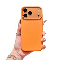 Coque Officielle Orange en Silicone Liquide Magnétique Ultra-Fine avec Anneau pour iPhone 17 17 Pro Max