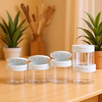 Pot cosmétique unique en plastique PET transparent à large ouverture de 200 ml à 500 ml, pour crème, beurre corporel, poudre dentaire, avec couvercle à clapet