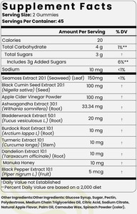 Gummies à la Mousse <span class=keywords><strong>de</strong></span> Mer et à l'Huile <span class=keywords><strong>de</strong></span> Nigelle, Ashwagandha, Curcuma, <span class=keywords><strong>Miel</strong></span> <span class=keywords><strong>de</strong></span> <span class=keywords><strong>Manuka</strong></span>, Vinaigre <span class=keywords><strong>de</strong></span> cidre <span class=keywords><strong>de</strong></span> cidre, Pissenlit, Poivre noir, Bardane, Fucus vésiculeux - Product Image 2