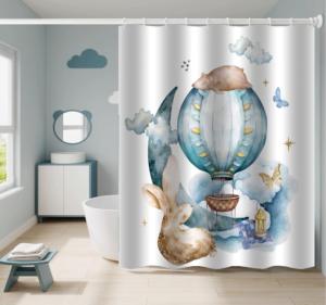 Style moderne animaux rideau de douche mignon enfantin avec hippopotame crocodile ours kangourou <span class=keywords><strong>hérisson</strong></span> crochets en polyester imperméable - Product Image 4