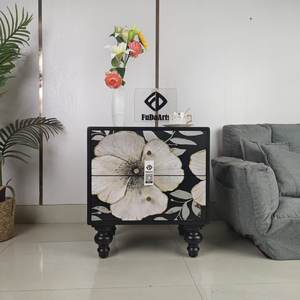 59X50X40CM フラワーブラック モダン リビングルーム ベッドルーム 木製収納キャビネット シンプル 小型チェスト サイドティーテーブル ドロップシッピング DDP対応 - Product Image 4