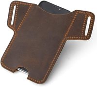 Étui de téléphone de luxe en cuir véritable pour hommes, pochette de taille faite à la main pour iPhone et Samsung smartphone