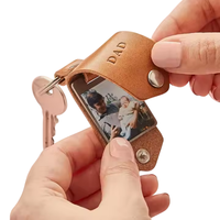Porte-clés photo en cuir véritable personnalisable par sublimation pour la fête des pères, cadeau d'entreprise pour employés