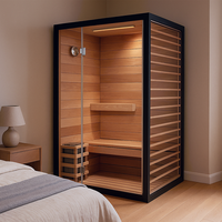 Sauna Kayu Solid Utuh dengan Bangku Sauna Gantung, Sauna Dalam Ruangan untuk 2 Orang, Cocok untuk Gym & Hotel