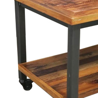 Présentoir de table de luxe en bois de chêne, cadre métallique, double couche, marron, noir, avec roue tournante