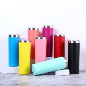 Custom Logo Sublimation Blank Powder Coated Stainless Steel <b>Insulated</b> Travel Mugs 20oz Straight <b>Cup</b> 20 oz Skinny Tumbler - Product Image 1