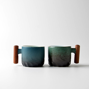 Tazze in Ceramica Raffinata con Manico in Legno, <span class=keywords><strong>Design</strong></span> Moderno per Caffè e Tè - Product Image 3