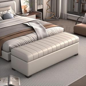 Banc de rangement rectangulaire moderne rembourré avec pieds robustes pour salon, chambre, entrée, couloir - Product Image 1