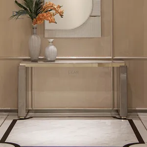 Elegant Jazz White Marble Entryway Table: Timeless Luxury Hallway Console Table| Luxury Console