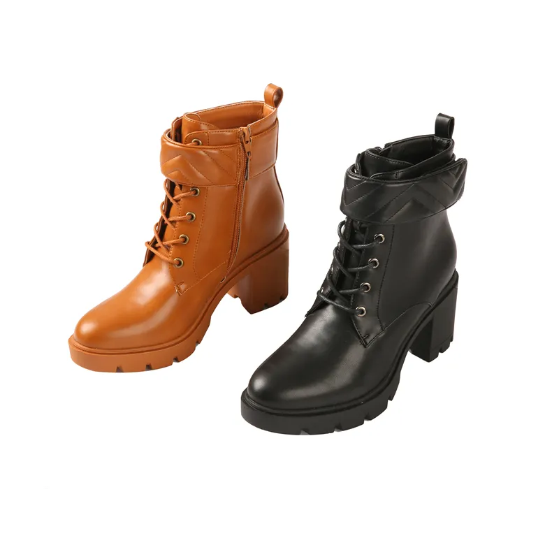 Heel Boots Short Women Shoes With Lace-up Decoration New Arrivals Women Side Zipper Boots Shoes