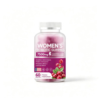 Probiotische Gummies voor Vrouwen, Cranberry, Urineweggezondheid, Vrouwelijke Gezondheid, Vitamine C & E, Lactobacillus, Immuunondersteuning, 7500mg, 60 stuks