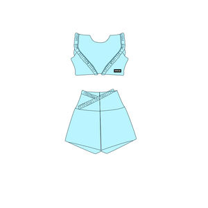 Odak kız kolsuz kırpma kolsuz yelek sutyen tayt tayt şort 2 parça spor Fitness setleri çocuklar spor Fitness setleri - Product Image 3