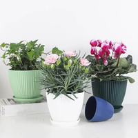 Pot de fleurs rond en plastique durable avec plateau pour la plantation de plantes succulentes, pots et jardinières pour la maison et le jardin