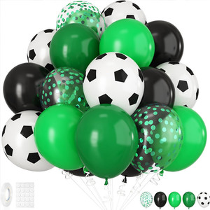 Lot de 30 ballons à l'hélium imprimés football noir, vert et blanc de 12 pouces pour fête d'anniversaire de garçons - Product Image 3