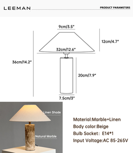 Lampu Meja Desainer dengan Alas Marmer dan Kap Lampu Kain Linen untuk Dekorasi Dalam Ruangan, Lampu Meja untuk Rumah, Hotel, Ruang Tamu, Kamar Tidur, dan Samping Tempat Tidur - Product Image 2