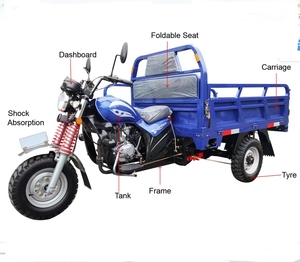 Tricycles motorisés 151-200cc à essence, <span class=keywords><strong>moto</strong></span> à trois <span class=keywords><strong>roues</strong></span>, transporteur de marchandises avec une charge utile de 400 kg et une vitesse de 50-70 km/h, carrosserie ouverte - Product Image 2