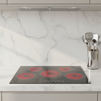 Table de cuisson à induction 5 brûleurs, usage commercial et domestique, cuisinière électrique encastrable en céramique, plaque vitrocéramique à commande tactile infrarouge