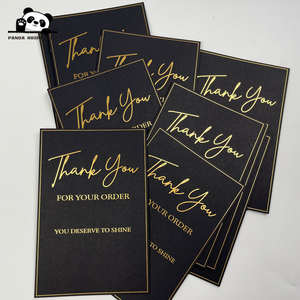 Biglietti di ringraziamento personalizzati 4x6 5x7 con stampa a caldo oro/argento, di lusso, per matrimoni o aziende, in <span class=keywords><strong>carta</strong></span> nera da 500 gsm - Product Image 1