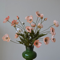 Promotion PPS : Fleurs de pavot artisanales à 4 têtes, tige unique, pour décoration de mariage et de table à la maison