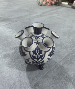 Vase d'arrangement de fleurs de tulipes d'art hollandais Vase en faïence de Delftware Pièce maîtresse Vase à fleurs à plusieurs trous - Product Image 4