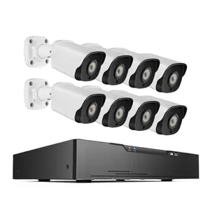 8CH 5mp PoE Nvr Kit H.265 24/7 Recording Night Vision 8pcs Bullet Surveillance Cameras Set Wired 8 Channel Cctv Security System