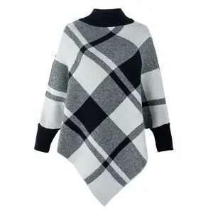 Заводской индивидуальный высококачественный Зимний новый тренд для женщин Средний Высокий воротник с длинным рукавом пончо свитер модный и теплый
