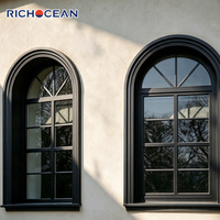 Ventana Americana Personalizada RICHOCEAN de Aluminio con Rejilla, Ventanas Panorámicas Impermeables de Doble Vidrio Templado