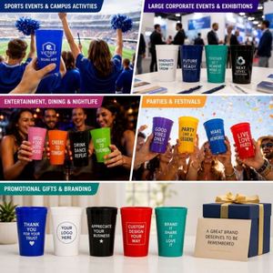 Vasos de Plástico Reutilizables con Logotipo Personalizado para Fiestas, Cumpleaños, Picnics, Eventos Deportivos, Bodas, Estadios, Regalos Promocionales, Vasos para Bebidas - Product Image 2