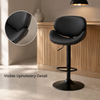 Tabouret de bar pivotant HR-6002 avec structure en contreplaqué, coussin en PU, base chromée 410 mm pour restaurant, café, vente en gros