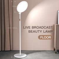 1 Musterexemplar OK Dimmbare Runde LED-Schönheitslampe für Live-Übertragungen Professionelles Aufhellungslicht mit Bodenständer für Content-Erstellung