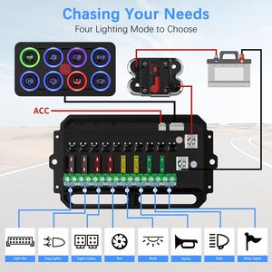Không thấm nước 8 gang 12V bảng chuyển đổi <span class=keywords><strong>LED</strong></span> bảng điều chỉnh chuyển đổi với <span class=keywords><strong>LED</strong></span> ánh sáng tiếp sức điều khiển mạch IP68 60A 8 màu sắc - Product Image 2