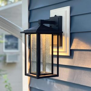 Lámpara de Pared <span class=keywords><strong>Exterior</strong></span> LED Cuadrada Decorativa <span class=keywords><strong>para</strong></span> Porche con Sensor Fotoeléctrico Automático de Encendido/Apagado y Diseño de Vidrio Texturizado - Product Image 5