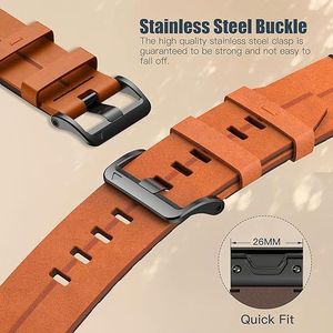 Schnellwechsel Edelstahl Metallverschluss Lederbänder 22mm 26mm für Garmin Fenix 8/7/6/5 7x/6x/<span class=keywords><strong>Epix</strong></span> Pro - Product Image 4