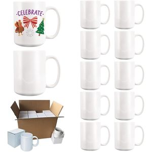 12 Pack 15oz Ceramic Sublimation <b>Mugs</b> Blanks White Bulk With Gift <b>Boxes</b> For Business Gifts - Product Image 1