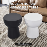 Meubles de maison mobiles de luxe au design moderne, table de chevet ronde créative pour petite chambre et table basse en fibre de verre