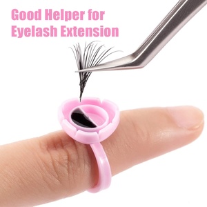 Pinky Leem Wholesale Custom Sponge Eyelash Glue Flower Finger Plastic <b>Fan</b> Glue Pigment Ink Eye Lashes Glue Ring - Product Image 3
