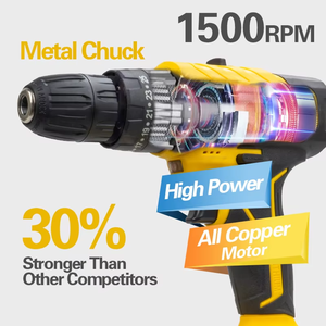 Juego de taladro eléctrico de mano de buena calidad, <span class=keywords><strong>destornillador</strong></span> de fácil operación con función de martillo, juego de Taladro Inalámbrico de 21V - Product Image 3