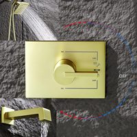 HOMEDEC HD-11042 Ensemble de robinetterie de douche moderne en or brossé, double pommeau de douche, douchette à main, cartouche céramique, poignée Quadra