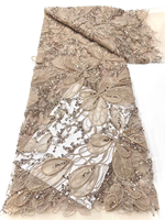 NI.AI Nouveau style Tissu en dentelle à sequins géométriques brodés, entièrement recouvert de sequins, tissu en dentelle perlée courte avec sequins