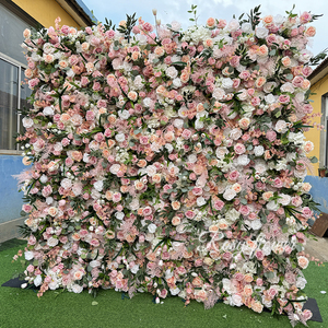 Parete di Fiori Artificiali in Seta Personalizzata per Decorazioni Matrimoniali ed Eventi, Fondale Arrotolabile con Rose <span class=keywords><strong>Viola</strong></span> 5D - Product Image 3