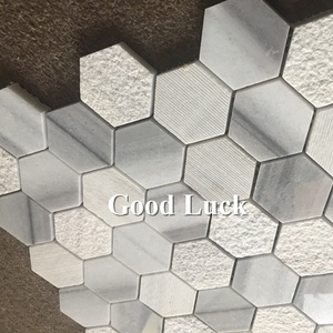 <span class=keywords><strong>Carrelage</strong></span> de sol antidérapant en marbre <span class=keywords><strong>gris</strong></span> et blanc <span class=keywords><strong>hexagonal</strong></span>, design unique, finition spéciale pour la décoration murale intérieure, épaisseur 10 mm - Product Image 4