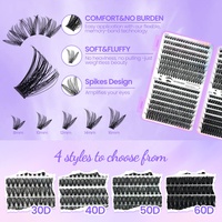 Kit de faux cils D Curl effet naturel, style effilé, légers, en grappe, avec bande souple et flexible