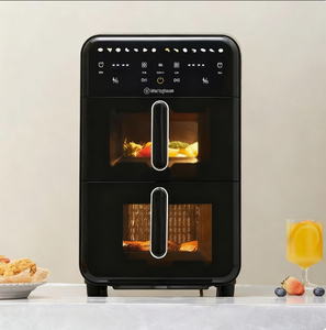 Friteuse à air carrée en acier inoxydable à double panier, contrôle numérique, revêtement antiadhésif PTFE, style luxueux pour la maison - Product Image 4