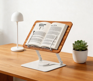 Support pliable pour ordinateur <span class=keywords><strong>portable</strong></span> et lecture de livres, en bois, avec rotation à 360°, angle et hauteur réglables, et pince de fixation - Product Image 4